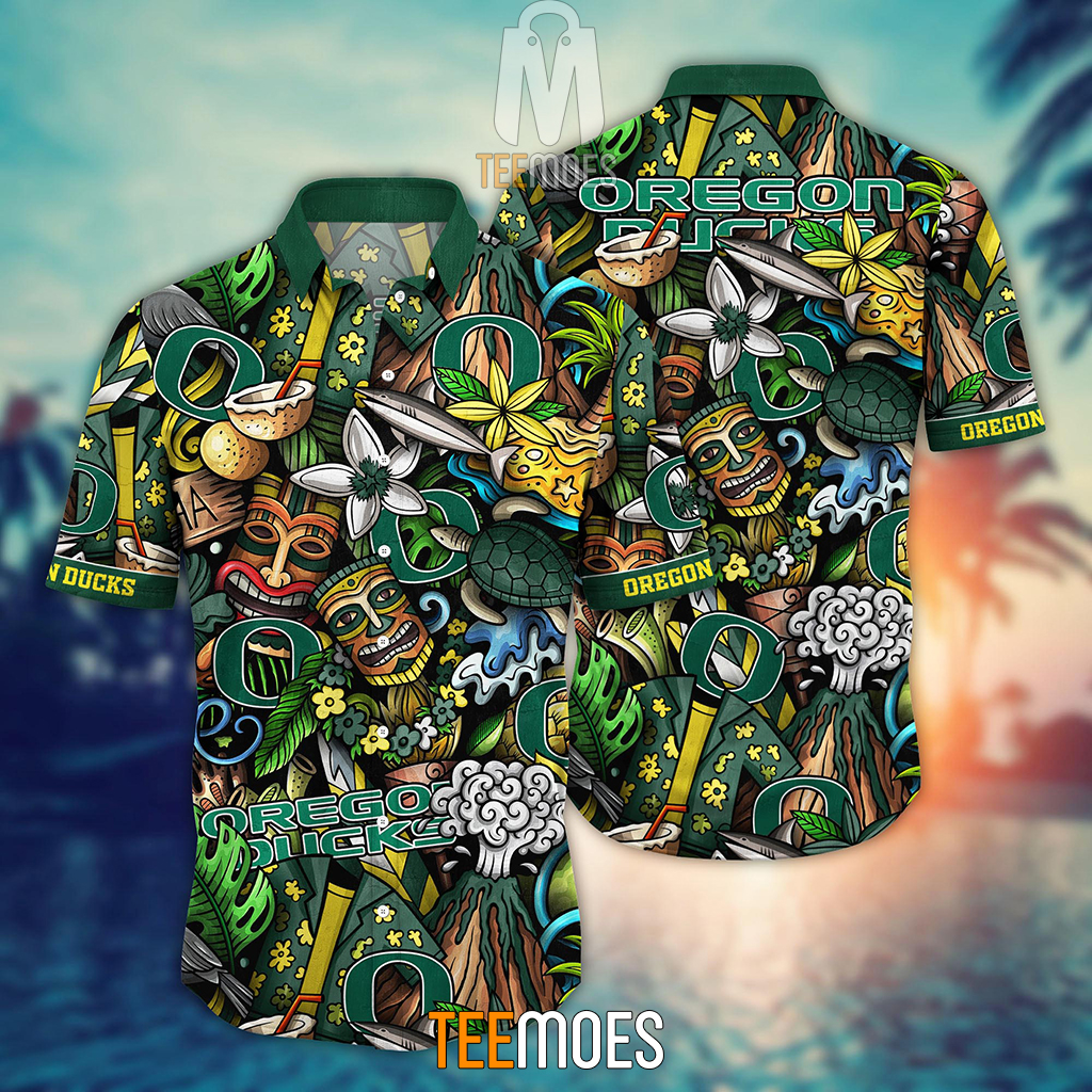 NCAA Oregon Ducks Flower Pattern Hawaiian Shirt