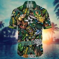 Alternative view of NCAA Oregon Ducks Flower Pattern Hawaiian Shirt
