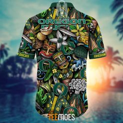 NCAA Oregon Ducks Flower Pattern Hawaiian Shirt - Image 3