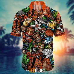 Alternative view of NCAA Oregon State Beavers Flower Pattern Hawaiian Shirt