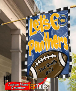 NCAA Pittsburgh Panthers Custom Name Number Let's Go Panthers House Flag