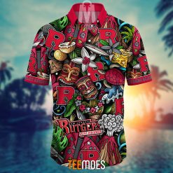 Alternative view of NCAA Rutgers Scarlet Knights Flower Pattern Hawaiian Shirt
