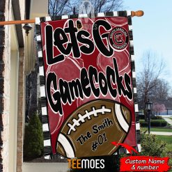 Alternative view of NCAA South Carolina Gamecocks Custom Name Number Let's Go Gamecocks House Flag
