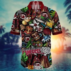 Alternative view of NCAA South Carolina Gamecocks Flower Pattern Hawaiian Shirt