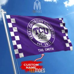 Alternative view of NCAA TCU Horned Frogs Custom Name Garden House Flag