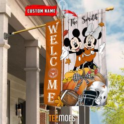 Alternative view of NCAA Texas Longhorns Custom Name Mickey And Minnie House Flag