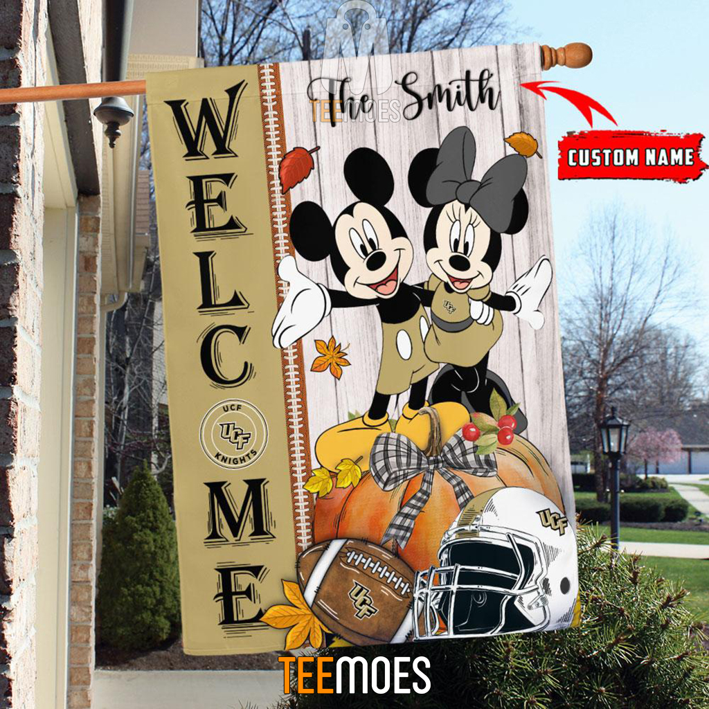 NCAA UCF Knights Custom Name Mickey And Minnie House Flag