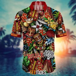 Alternative view of NCAA USC Trojans Flower Pattern Hawaiian Shirt