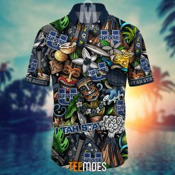 Alternative view of NCAA Utah State Aggies Flower Pattern Hawaiian Shirt
