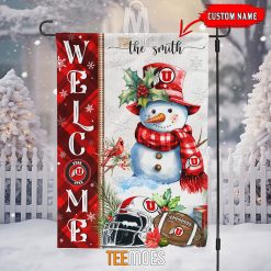 NCAA Utah Utes Custom Name Snowman Christmas House Flag