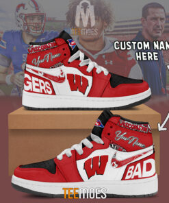 NCAA Wisconsin Badgers Custom Name Air Jordan 1 High Sneakers
