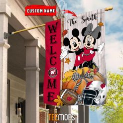 Alternative view of NCAA Wisconsin Badgers Custom Name Mickey And Minnie House Flag