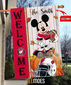 NCAA Wisconsin Badgers Custom Name Mickey House Flag