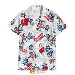 Alternative view of NCAA Wisconsin Badgers Floral Hawaiian Shirt