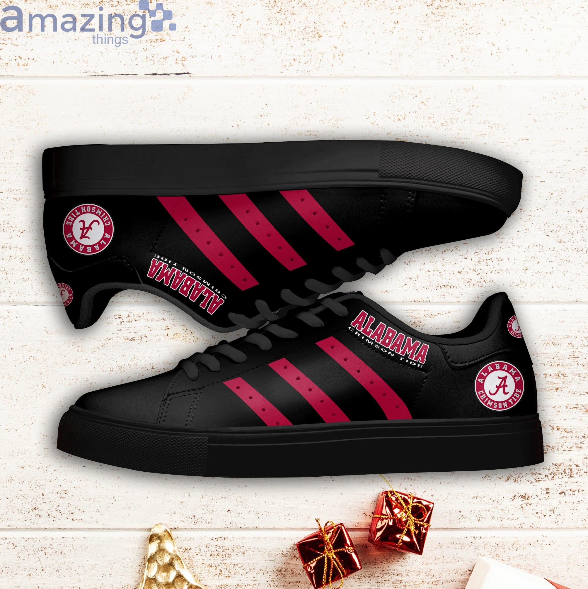 NCAA Alabama Crimson Tide Black Red Stripes Stan Smith Shoes - Image 3