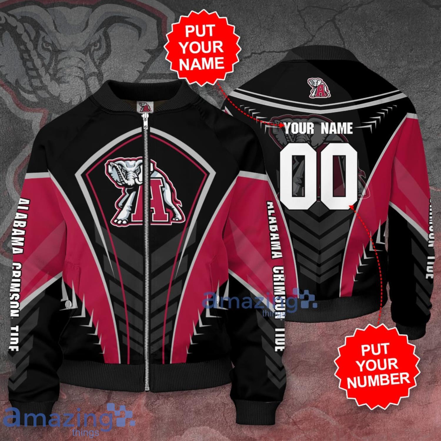 NCAA Alabama Crimson Tide Custom Name Number New Style Bomber Jacket