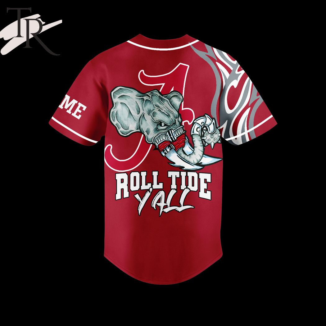 NCAA Alabama Crimson Tide Custom Name Roll Tide Yall Baseball Jersey - Image 3