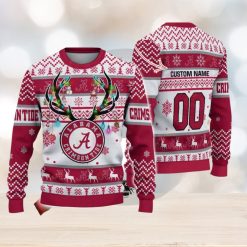 NCAA Alabama Crimson Tide Reindeer Pattern Ugly Christmas Sweater