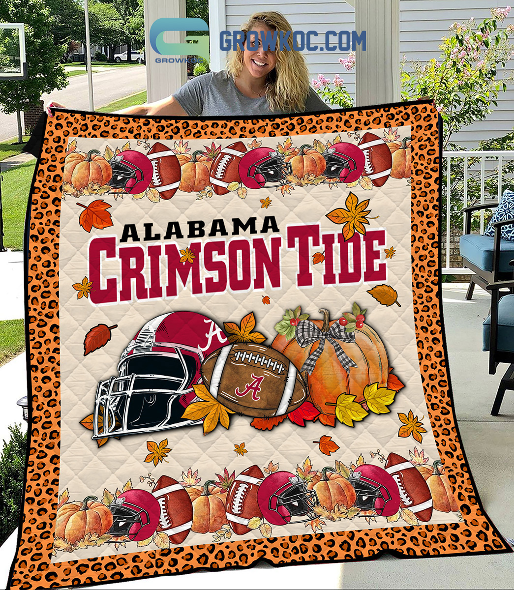 NCAA Alabama Crimson Tide Welcome Fall Pumpkin Quilt Blanket