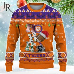 Alternative view of NCAA Clemson Tigers Custom Name HO HO HO Ugly Christmas Sweater