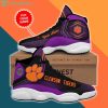 NCAA Clemson Tigers Custom Name Purple Air Jordan 13 Shoes