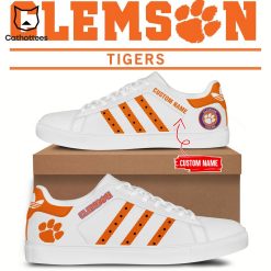 NCAA Clemson Tigers Custom Name White Orange Stan Smith Shoes