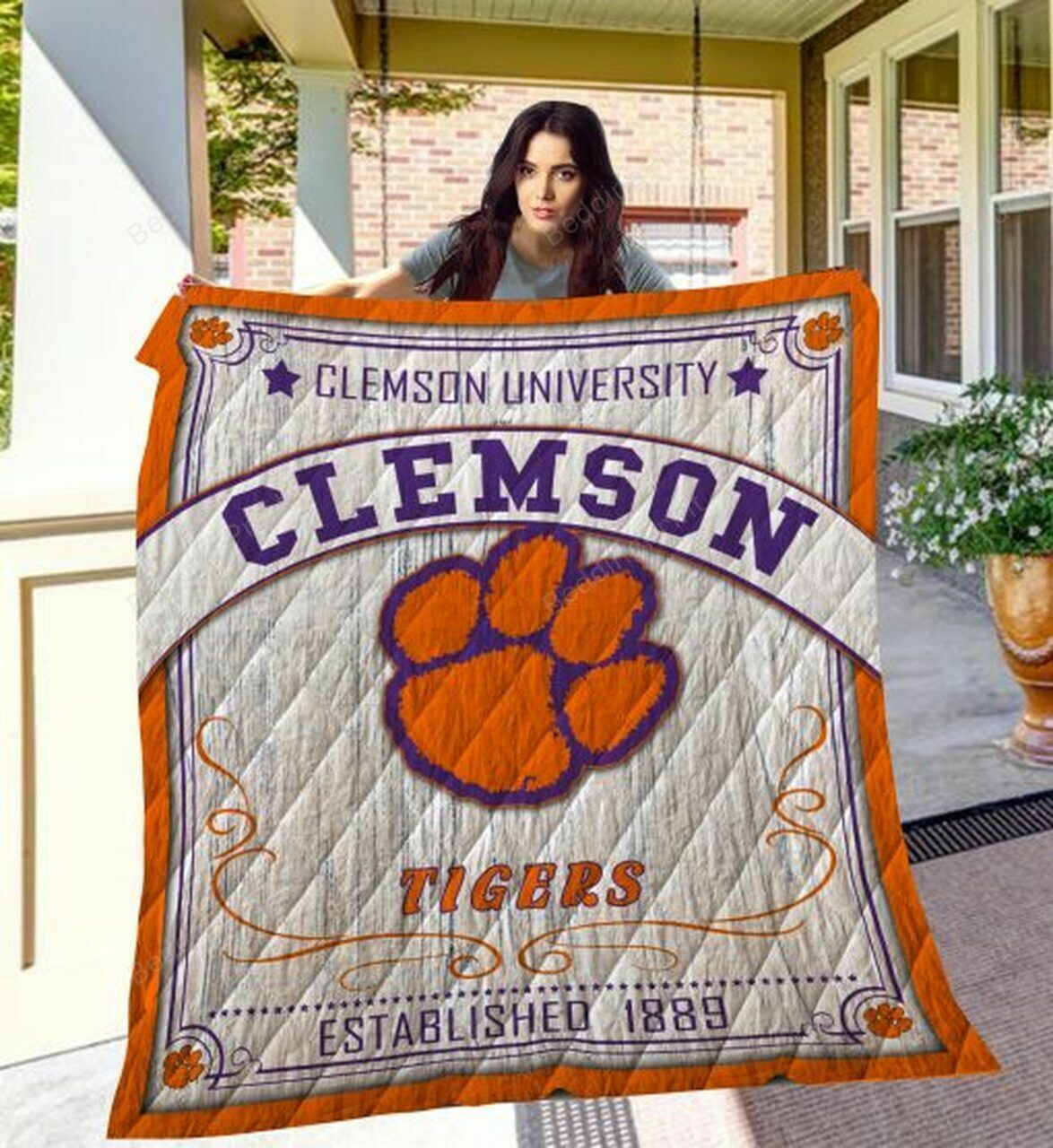 NCAA Clemson Tigers ESTABLISHED 1889 Quilt Blanket