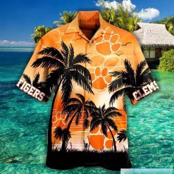 Alternative view of NCAA Clemson Tigers Sunset Hawaiian Shirt