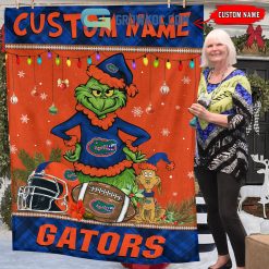 Alternative view of NCAA Florida Gators Grinch Christmas Fleece Blanket