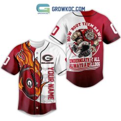 NCAA Georgia Bulldogs Custom Name Fire Ball Baseball Jersey