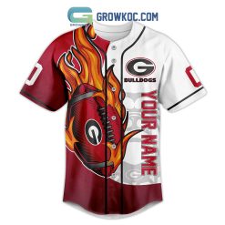 Alternative view of NCAA Georgia Bulldogs Custom Name Fire Ball Baseball Jersey