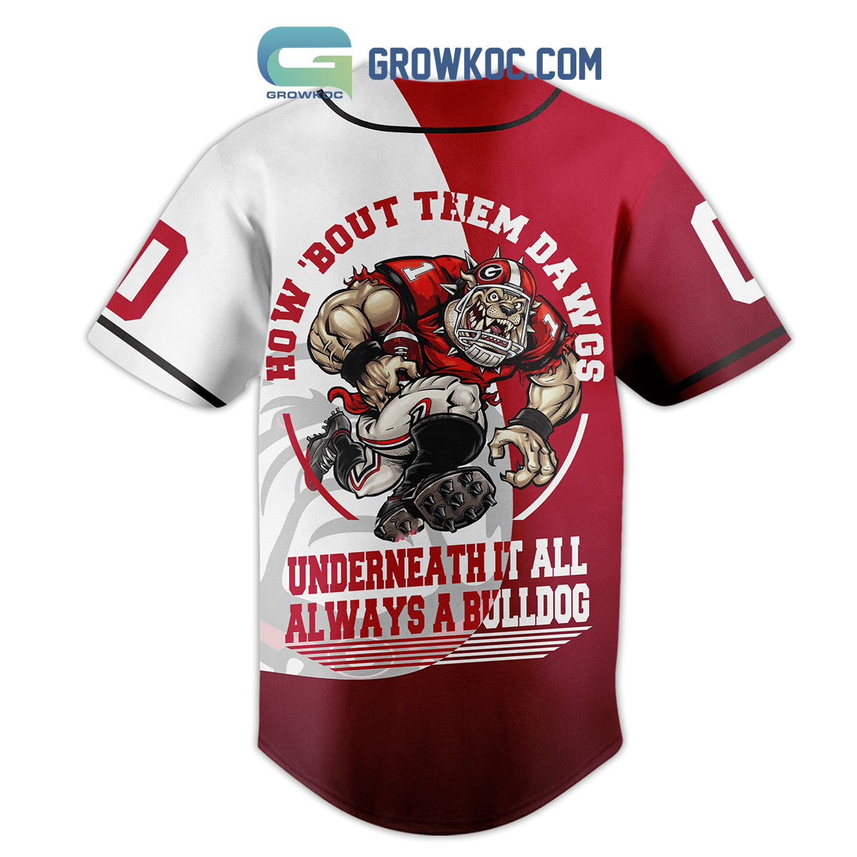 NCAA Georgia Bulldogs Custom Name Fire Ball Baseball Jersey - Image 3