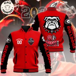 NCAA Georgia Bulldogs Custom Name Number Red Black Baseball Jacket