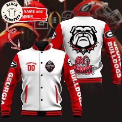 NCAA Georgia Bulldogs Custom Name Number White Red Baseball Jacket