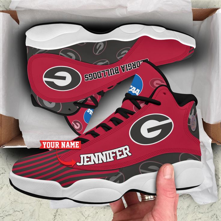 NCAA Georgia Bulldogs Custom Name Red Air Jordan 13 Shoes