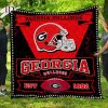NCAA Georgia Bulldogs EST 1892 Black Quilt Blanket