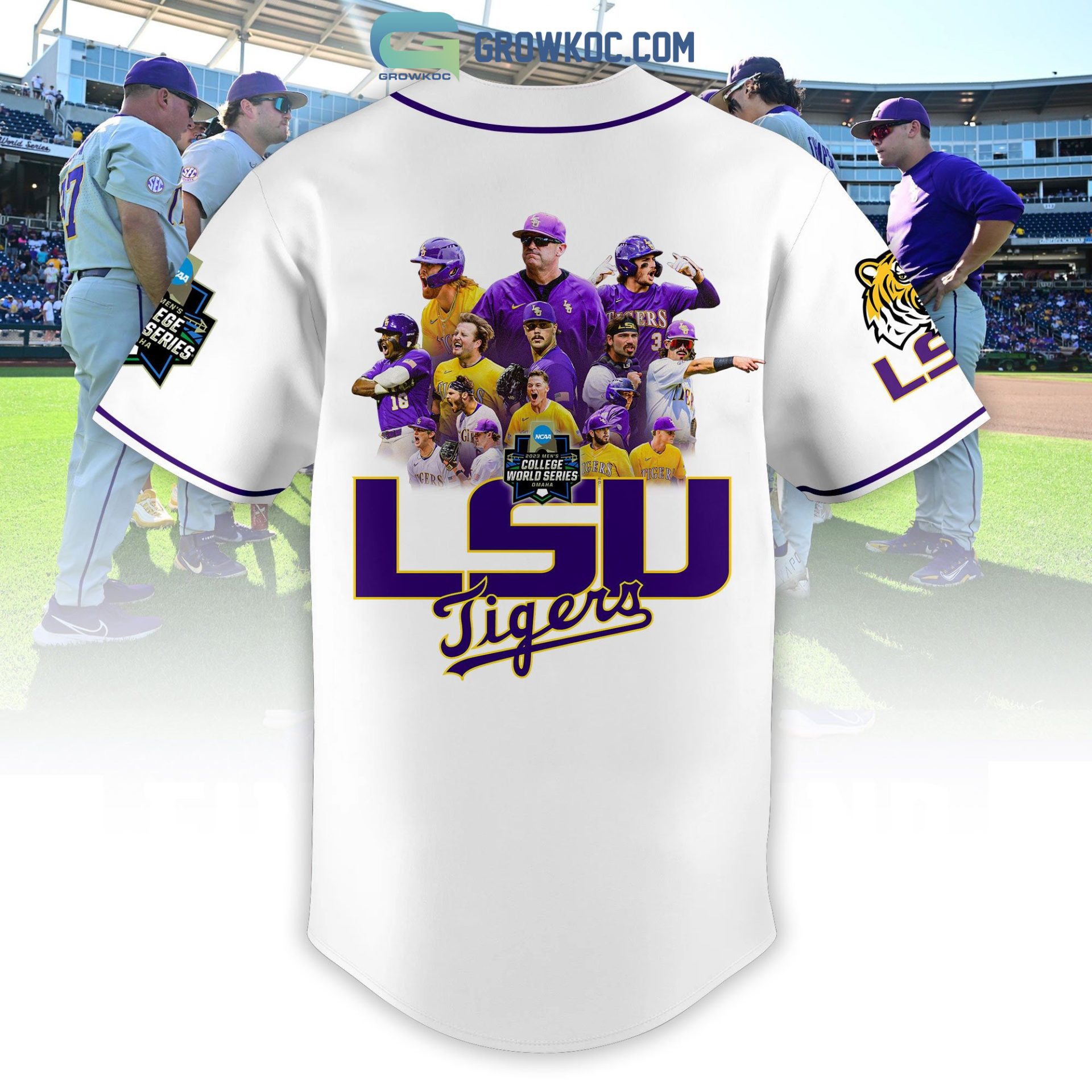 NCAA LSU Tigers 2023 World Series Champions Baseball Jersey - Image 3