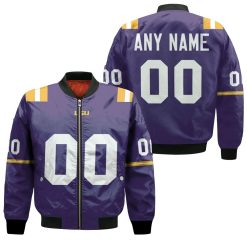 NCAA LSU Tigers Custom Name Number Purple Bomber Jacket