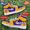NCAA LSU Tigers Custom Name Number Purple Yellow Air Jordan 1 High Sneakers