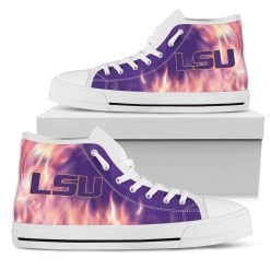 NCAA LSU Tigers Fighting Like Fire High Top Shoes