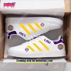 NCAA LSU Tigers White Yellow Stripes Stan Smith Shoes