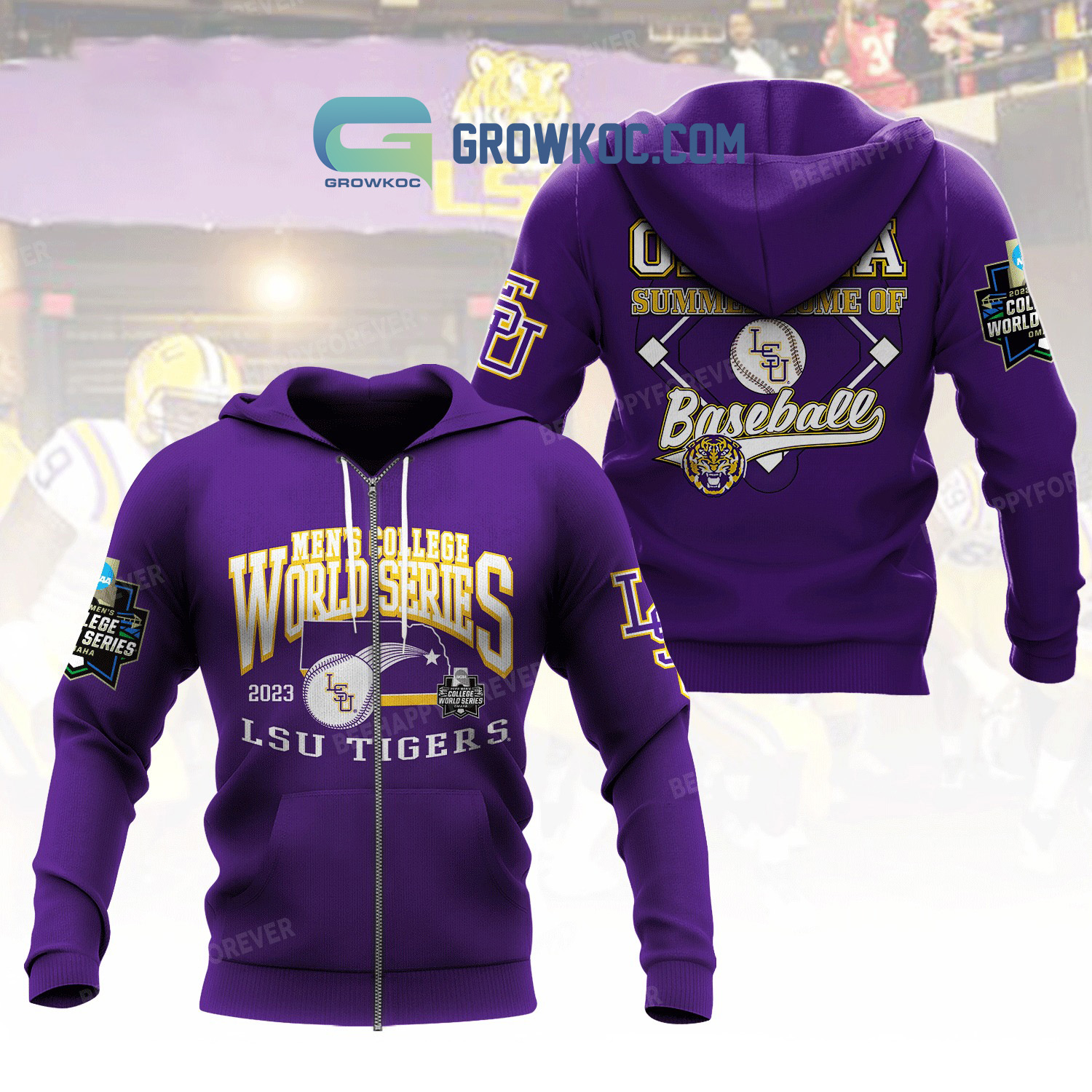NCAA LSU Tigers World Series 2023 Omaha Zip Up Hoodie