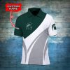NCAA Michigan State Spartans Custom Name Green White Polo Shirt