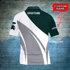 Alternative view of NCAA Michigan State Spartans Custom Name Green White Polo Shirt