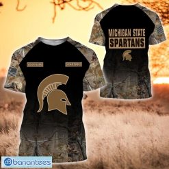 NCAA Michigan State Spartans Custom Name Hunting Camo Style T-Shirt