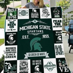 Alternative view of NCAA Michigan State Spartans Go Green Go White Fleece Blanket