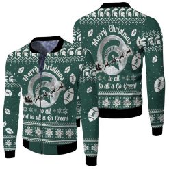 NCAA Michigan State Spartans Go Green Ugly Christmas Bomber Jacket