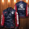 NCAA Michigan State Spartans Navy Red Leather Bomber Jacket