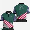NCAA Michigan State Spartans US Flag Polo Shirt