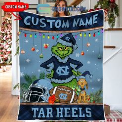 NCAA North Carolina Tar Heels Custom Name Grinch Christmas Fleece Blanket